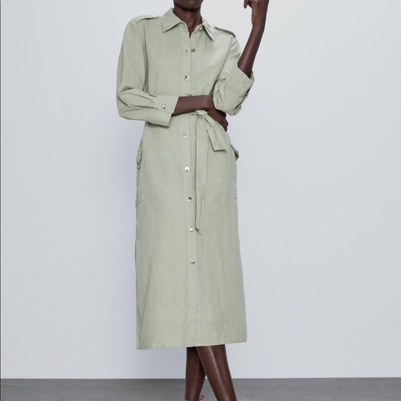 Zara rustic button up shirt dress - Picture 1 of 5